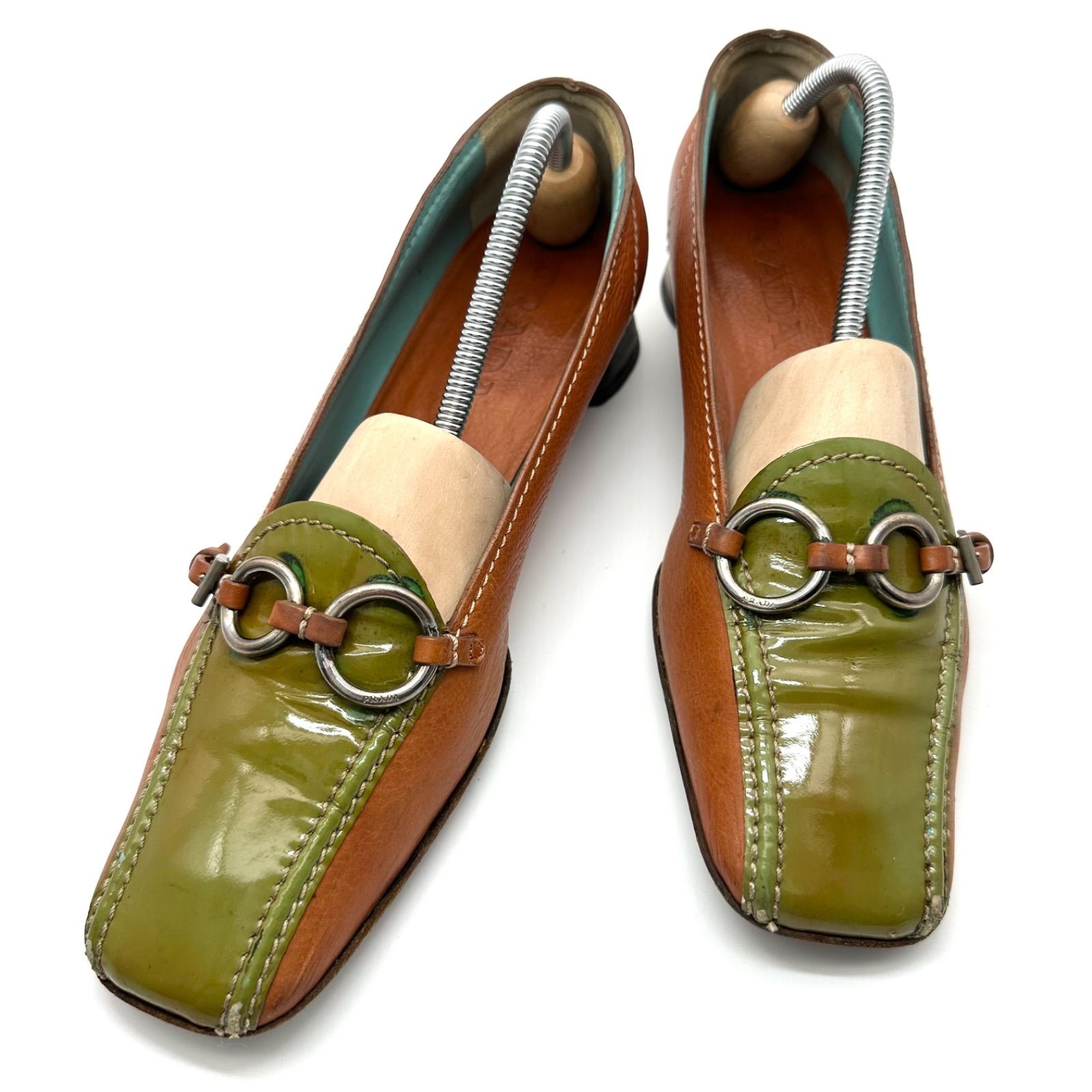 プラダ レディース　パンプス B5442】 PRADA プラダ ローファー パンプス レザー エナメル スクエア