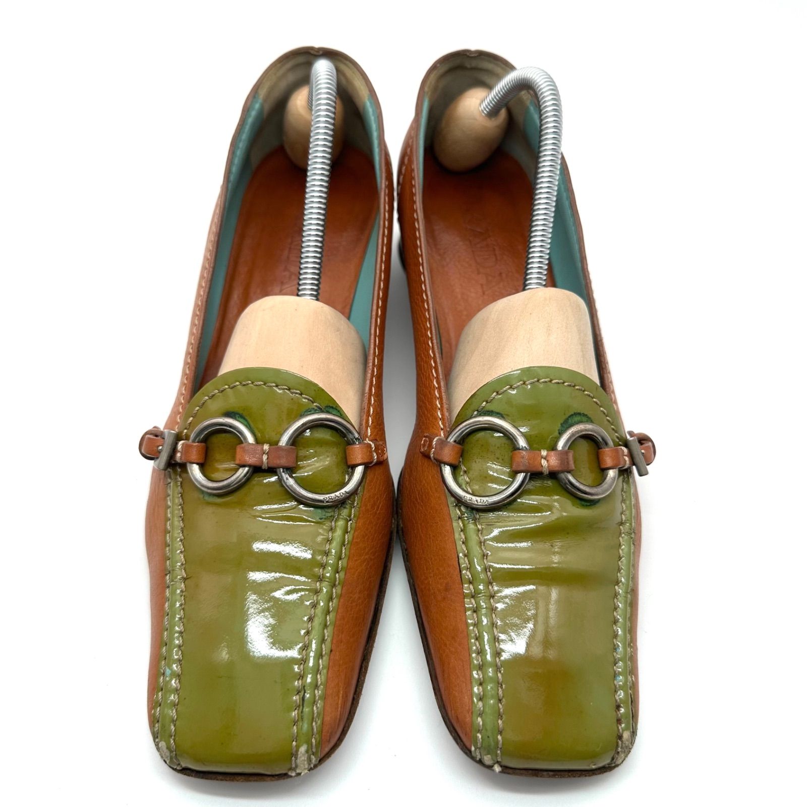 B5442】 PRADA プラダ ローファー パンプス レザー エナメル スクエア 