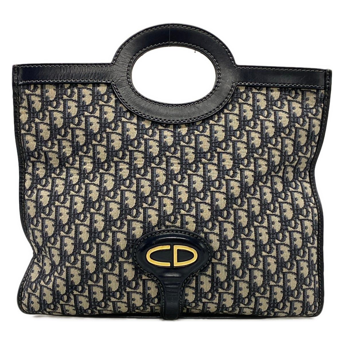 DIOR/ChristianDior(ディオール/クリスチャンディオール) ハンドバッグ トロッター ダークネイビー×アイボリー 2way レザー