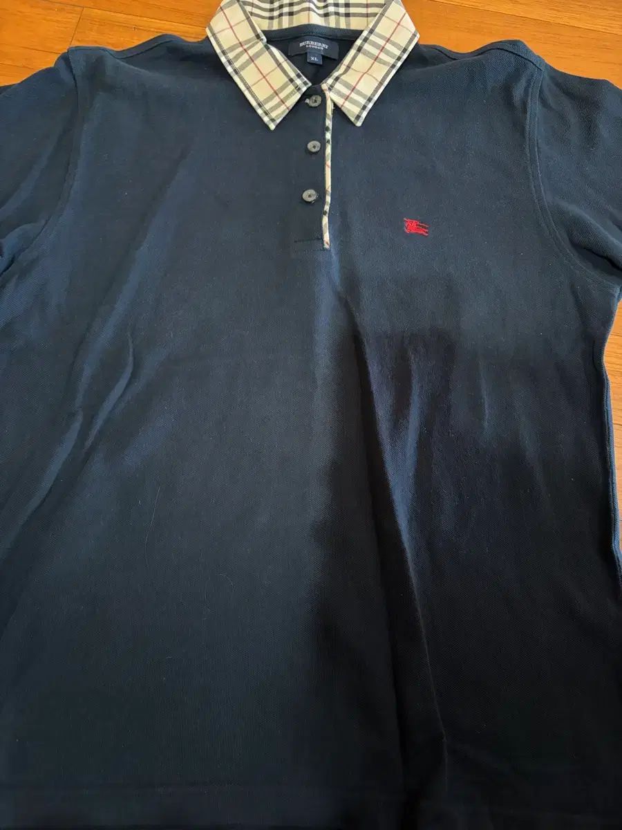 バーバリー ネイビー カラチェック 半袖 ポロTシャツ XL