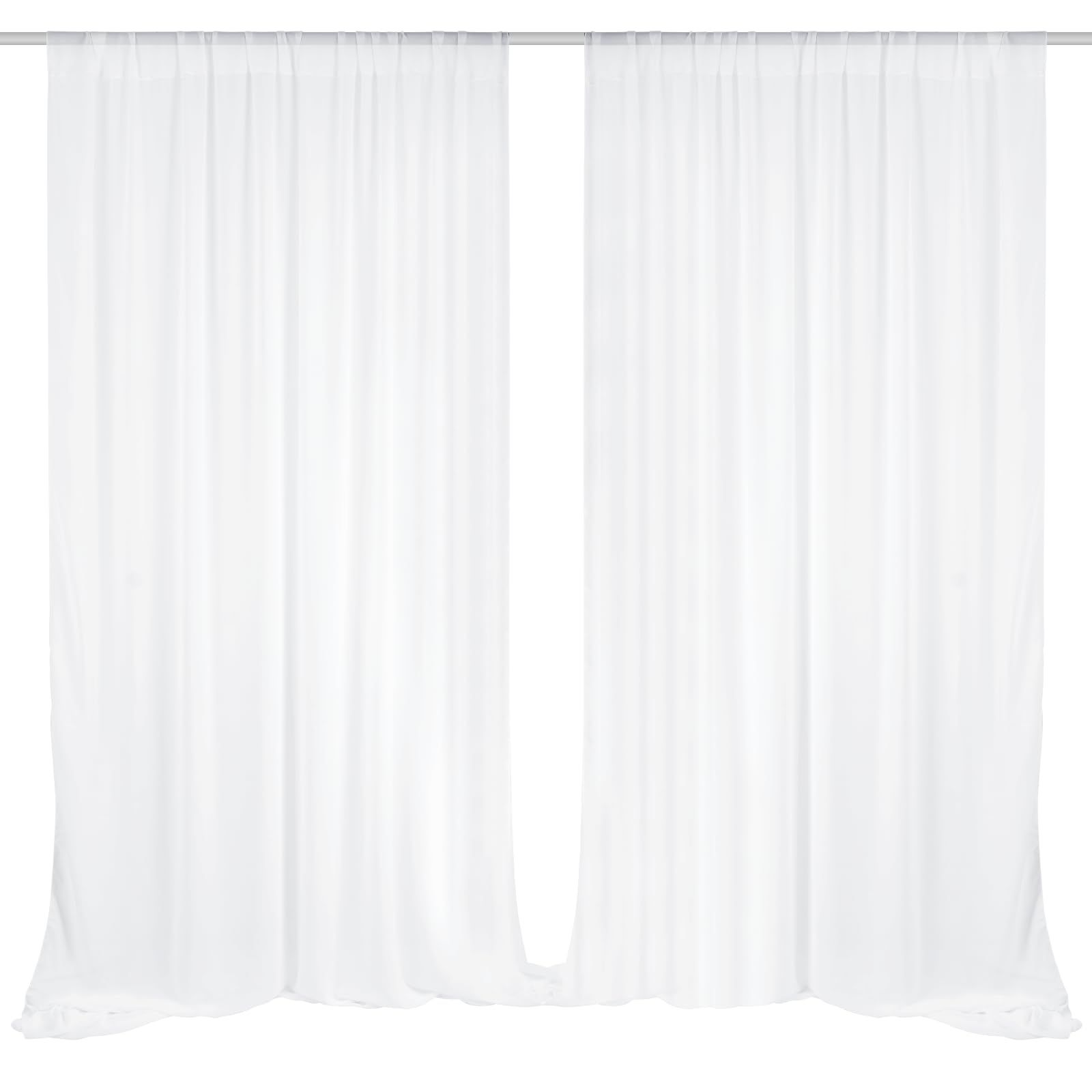 新品 EMART 背景布 2点 背景カーテン 白い布 150x300cm 結婚式用 パーティー 記念撮影 飾り DIY シフォン生地 光沢感が良い しわ防止 シアー背景カーテン (ストラップ2点付き)