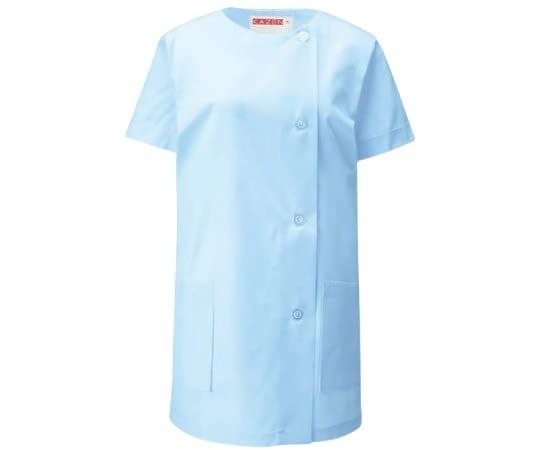 新品 KAZEN 女子調理衣 半袖 サックス M 751-31 M