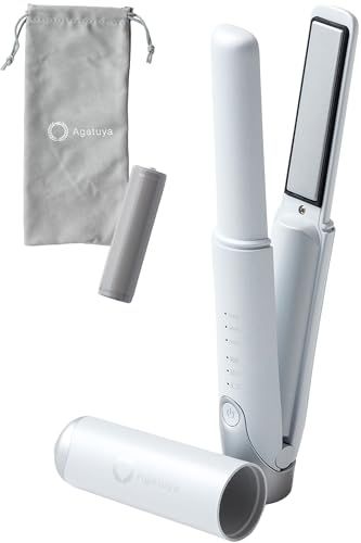 【ZIPで紹介！旅行神アイテム2位】アゲツヤ コードレスミニヘアアイロン?（ホワイト）【PSE認証取得製品】電池着脱可 機内持ち込み可能 typeC充電 3000mA 300W 3段階温度調節 2wayカール&ストレートアイロン AG-0008-WHe