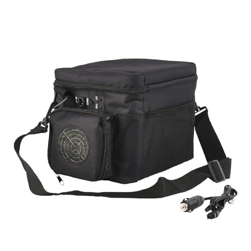 RAMASU(ラマス) 車載用保冷温バッグ 5L 冷温庫 小型 コンパクト 持ち運べる ミニ 500mlペットボトル4本/350ml缶6本/185ml缶12本収納可能 DC12V ポータブル ワンタッチ切替 肩掛けベルト付属 冷蔵庫 温冷庫 保温 保冷 キャe