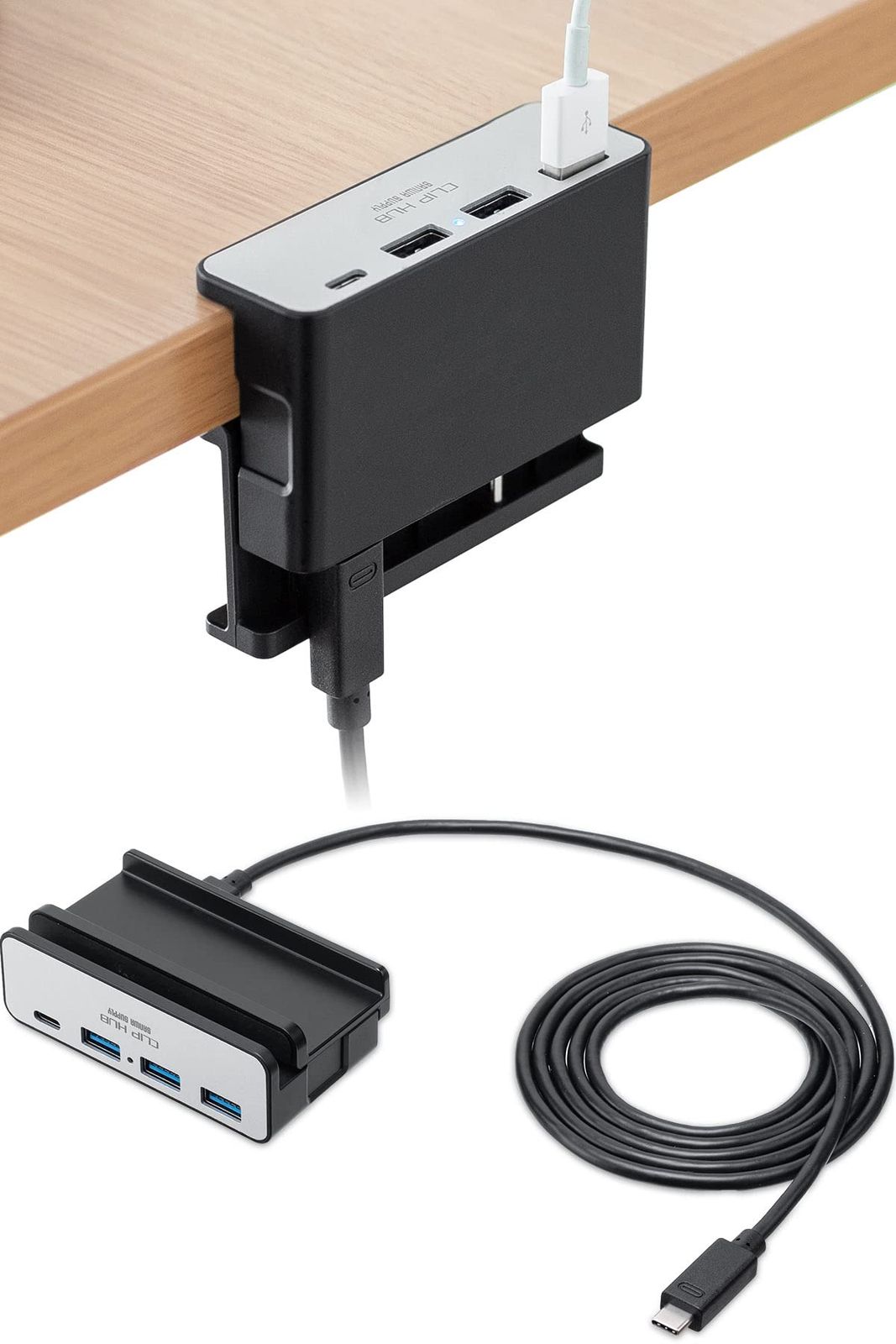 新品 サンワダイレクト USBハブ クランプ USB-A×3・USB-C×1 バスパワー 1.5mケーブル USB-C接続 シルバー 400-HUBC065NS