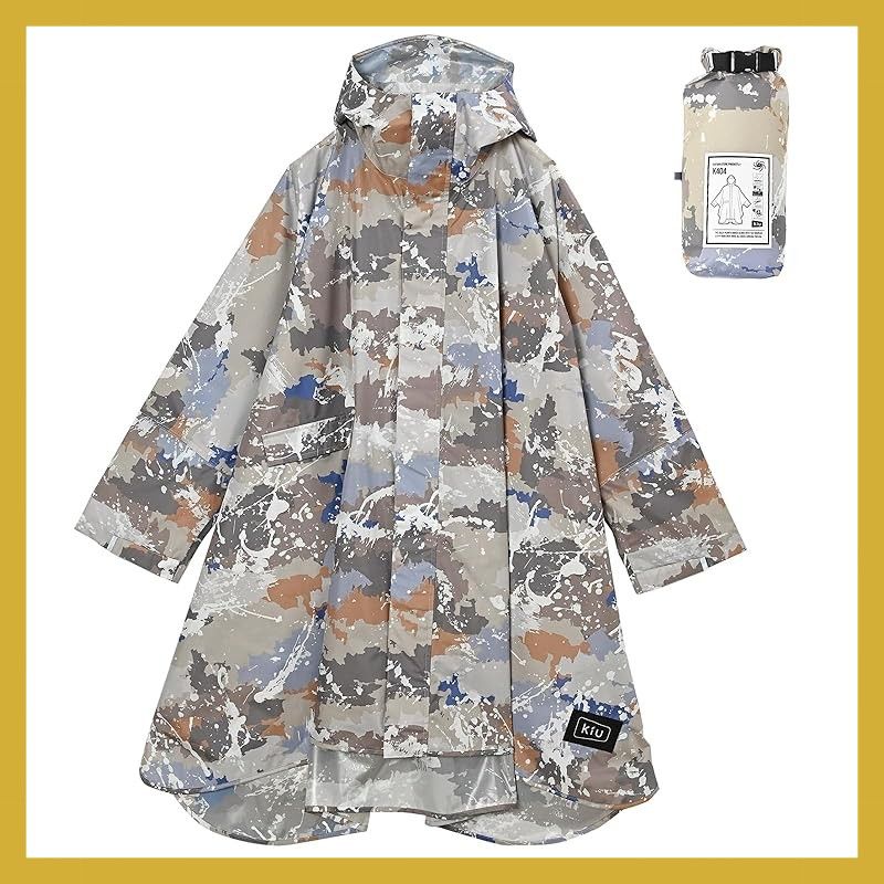 [キウ] スタンダードレインポンチョ 2ND STANDARD RAIN PONCHO - 2ND 防水 撥水 はっ水 耐水 豪雨対応 雨対策 大雨 台風 梅雨 レインコート スリーブポンチョ 雨具 雨ガッパ 雨合羽 袖付き 収納袋 ポケット おしゃれ かわい