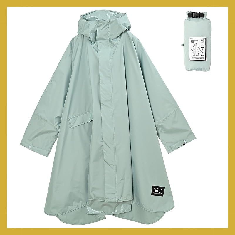 [キウ] スタンダードレインポンチョ 2ND STANDARD RAIN PONCHO - 2ND 防水 撥水 はっ水 耐水 豪雨対応 雨対策 大雨 台風 梅雨 レインコート スリーブポンチョ 雨具 雨ガッパ 雨合羽 袖付き 収納袋 ポケット おしゃれ かわい