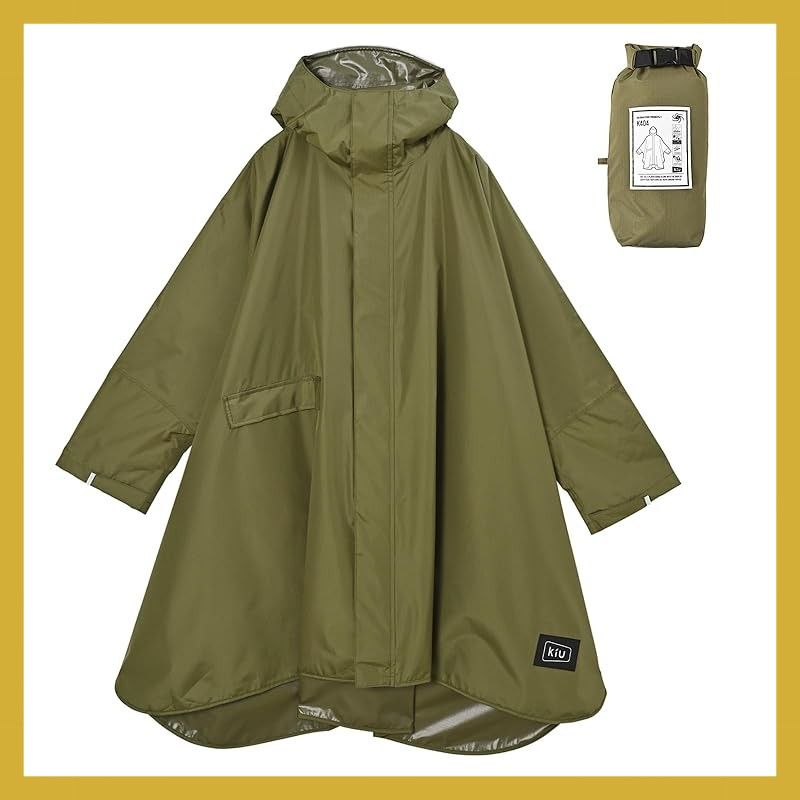 KiU キウ スタンダードレインポンチョ 2ND STANDARD RAIN PONCHO - 2ND 防水 撥水 はっ水 耐水 豪雨対応 雨対策 大雨 台風 梅雨 レインコート スリーブポンチョ 雨具 雨ガッパ 雨合羽 袖付き 収納袋 ポケット おしゃれ か