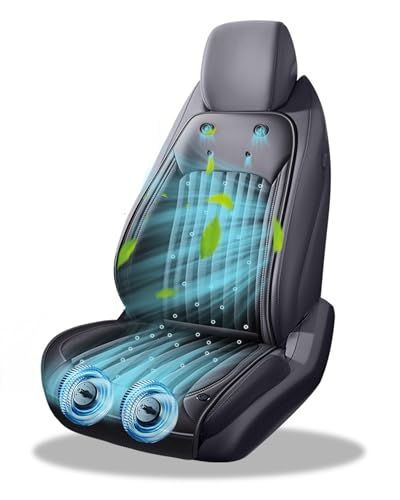 【2026年猛暑対策 36+4独立出風穴／超大型ファン】VIGOUROUS クールシート 車 シートクーラー DC12V 自動起動停止機能 ２枚超大型強力ファン 36個3D通気穴 首元に4個独立出風穴 車用カバー ３段階風量調節 冷風送風 通 1ce86a14