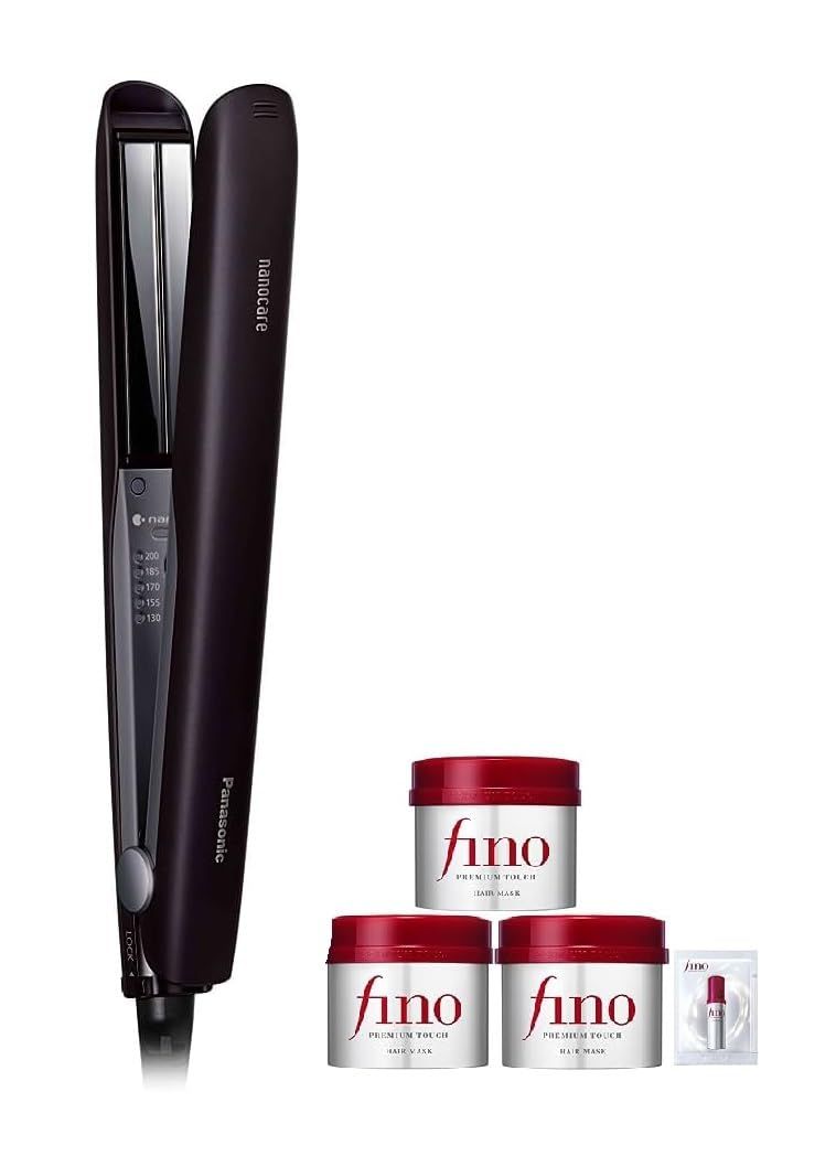 新品 パナソニック ヘアーアイロン ストレート用 ナノケア スムースグロスコーティングプラス 海外対応 黒 EH-HS0J-K + Finoヘアマスク