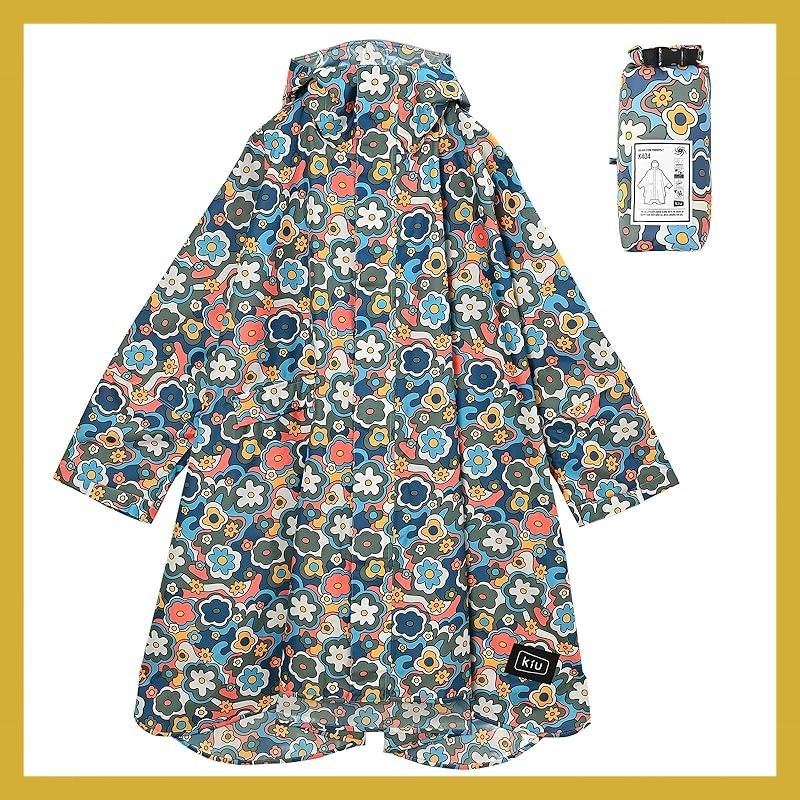 KiU キウ スタンダードレインポンチョ 2ND STANDARD RAIN PONCHO - 2ND 防水 撥水 はっ水 耐水 豪雨対応 雨対策 大雨 台風 梅雨 防災 レインコート スリーブポンチョ 雨具 雨ガッパ 雨合羽 袖付き 収納袋 ポケット おしゃ