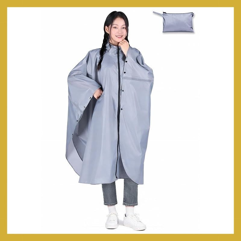 [X-TRAK] 日本の企画製品 レインコート 【2026新梅雨対策?超軽量】 レインポンチョ レディース 自転車 リュック対応 ロング カッパ 超撥水 速乾 コンパクト 快適 反射テープ ポケット付き 雨具 雨合羽 通学 通勤 旅行 男女兼用 収納袋付き（Ｍ