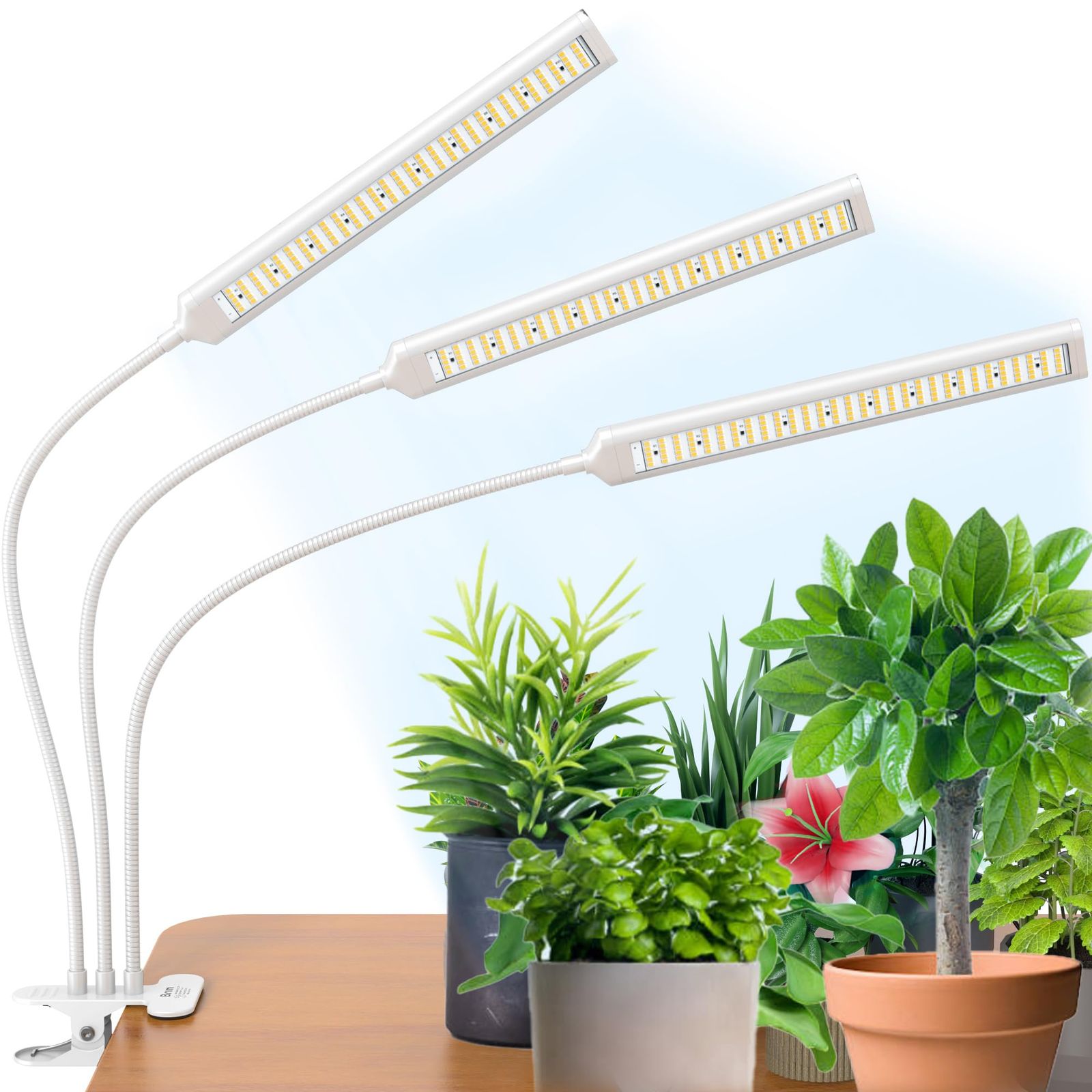 【公式】BRIM(ブリム) FLORA 植物育成ライト LED 【国内ブランド】調光 タイマー クリップ式 フルスペクトル 26W 4000K-4500K (3ヘッド, WH 白色系)as 36010479