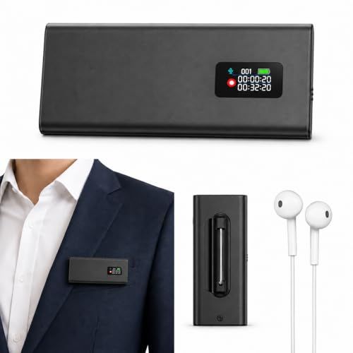 名札型ボイスレコーダー ウェアラブル 小型 薄型軽量 1536kbps 65時間連続録音 DSPノイズ低減 声控録音 OLED表示 ワンタッチ録音 Type-C対応 イヤホン付き MP3再生対応 PC保存可能 会議 商談 面談 営業 仕事用 日本語説明書付きe