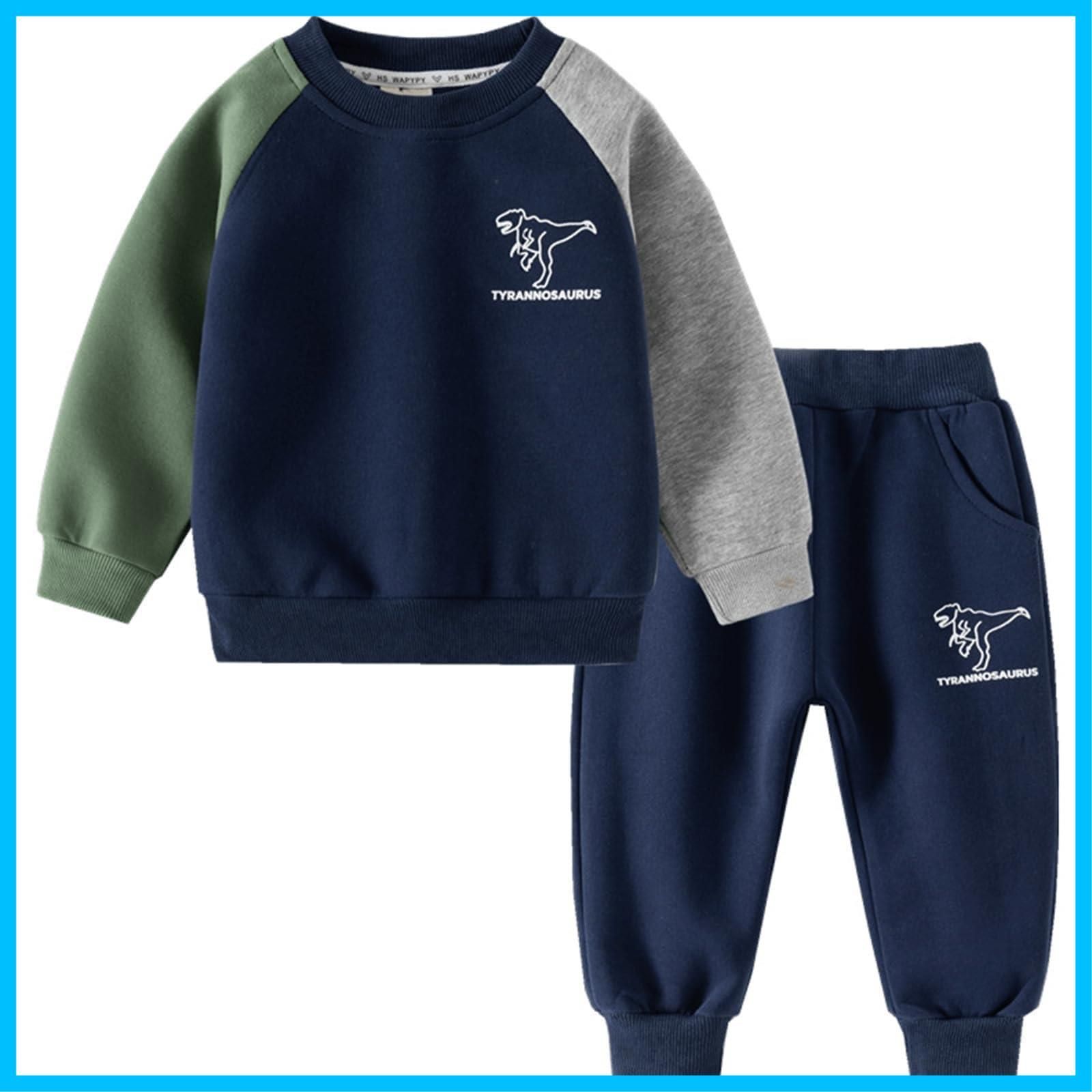 【数量限定】子供服 男の子 セットアップ キッズ 長袖 スウェット 上下 2点セット ベビー服 恐竜柄 可愛い カジュアル スポーツ 部屋着 90-130cm