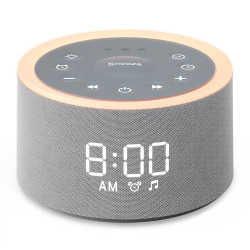 Dreamegg ホワイトノイズマシン 29種癒し音 目覚まし時計 おしゃれ【ライト付き&アラーム設定&大音量&スヌーズ機能】32段階音量 イヤホン対応 時間表示部無段階調光 快眠グッズ 騒音対策 安眠 置き時計 ナイトライト 間接照明 勉強 f9ee6e1c