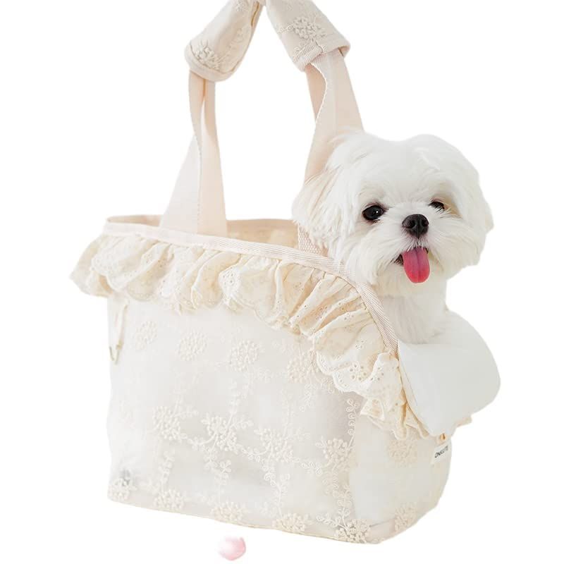 ONECUTE 小型犬 猫用 ペットキャリーバッグ おしゃれ 軽量 折りたたみ ペット バッグ 5kg以下対応 通気性 底板付き ショルダー リュック 手提げ兼用 電車OK 旅行 通院 ドライブ用(ベージュー,33cm L x 17cm W 92fdcd9a