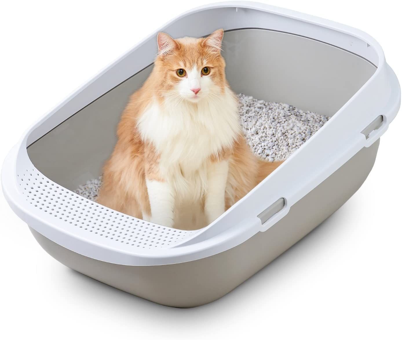 オーエフティー 【OFT】 メガトレー グレー 【 猫用 トイレ 本体 】 大きい猫 大きいトイレ ゆったり広々 飛び散り防止カバー付き サイズ(約) 幅48×奥65×高28.5cm★ a5fbcc6b