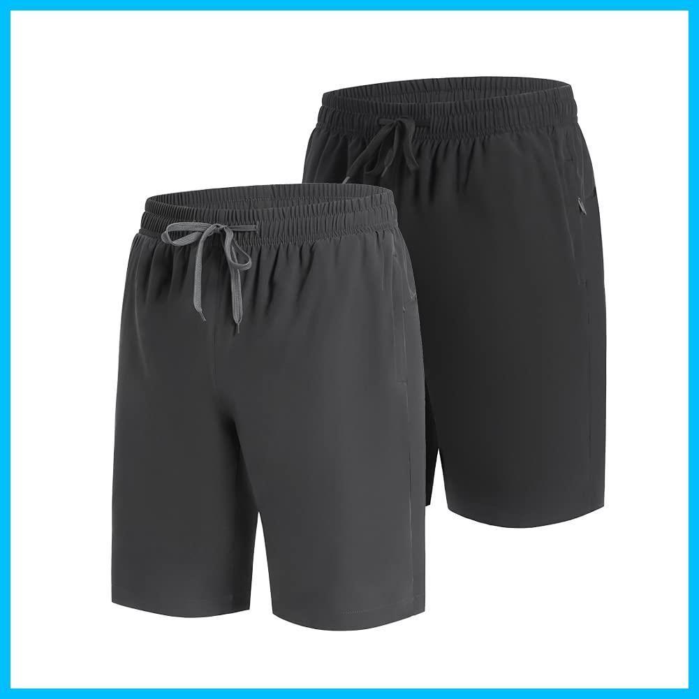 【数量限定】短パン メンズ スポーツシーズンジョギングショーツ スポーツショーツ 速乾性フィットネスパンツ ファスナーポケット 調整可能 2枚組 短パン ショートパンツ ランニング フィットネス トレーニング ショートパンツ