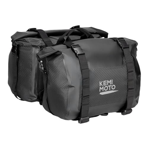 KEMIMOTO バイク サイドバッグ 左右セット 完全防水 50L大容量 ツーリングバッグ 取付簡単 CBR400 Z900RS 汎用 反射テープ付き バイクバッグ キャンプツーリング 収納 ロングツーリング 軽量 耐久性 ブラック KM1 adf9817d