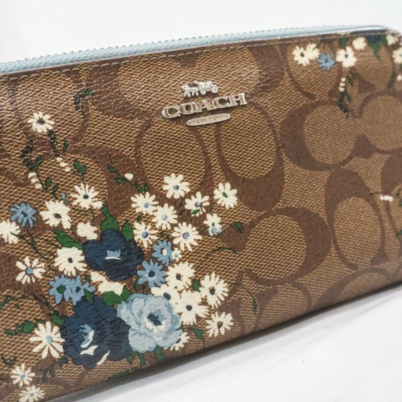 COACH コーチ 長財布 ラウンドファスナー シグネチャー 花柄 フラワー 