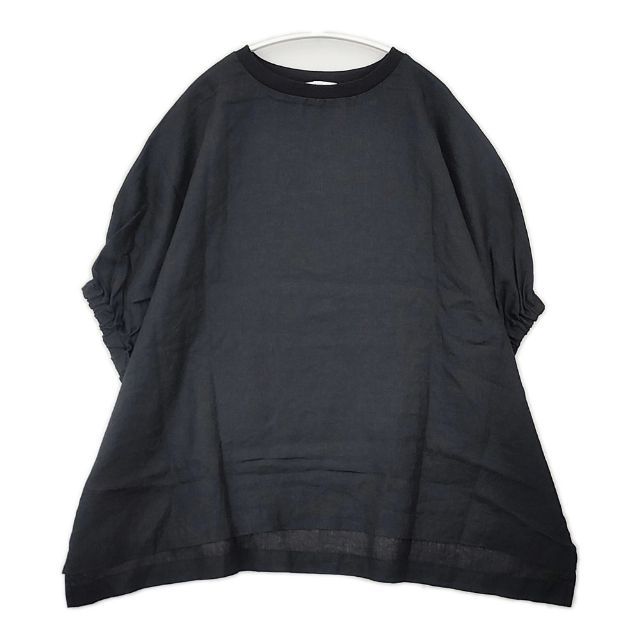 heavenly リネンギャザースリーブリブネックプルオーバー 定価12980円 ブラウス シャツ 25SS ブラック レディース ヘブンリー【中古】6-0510S∞