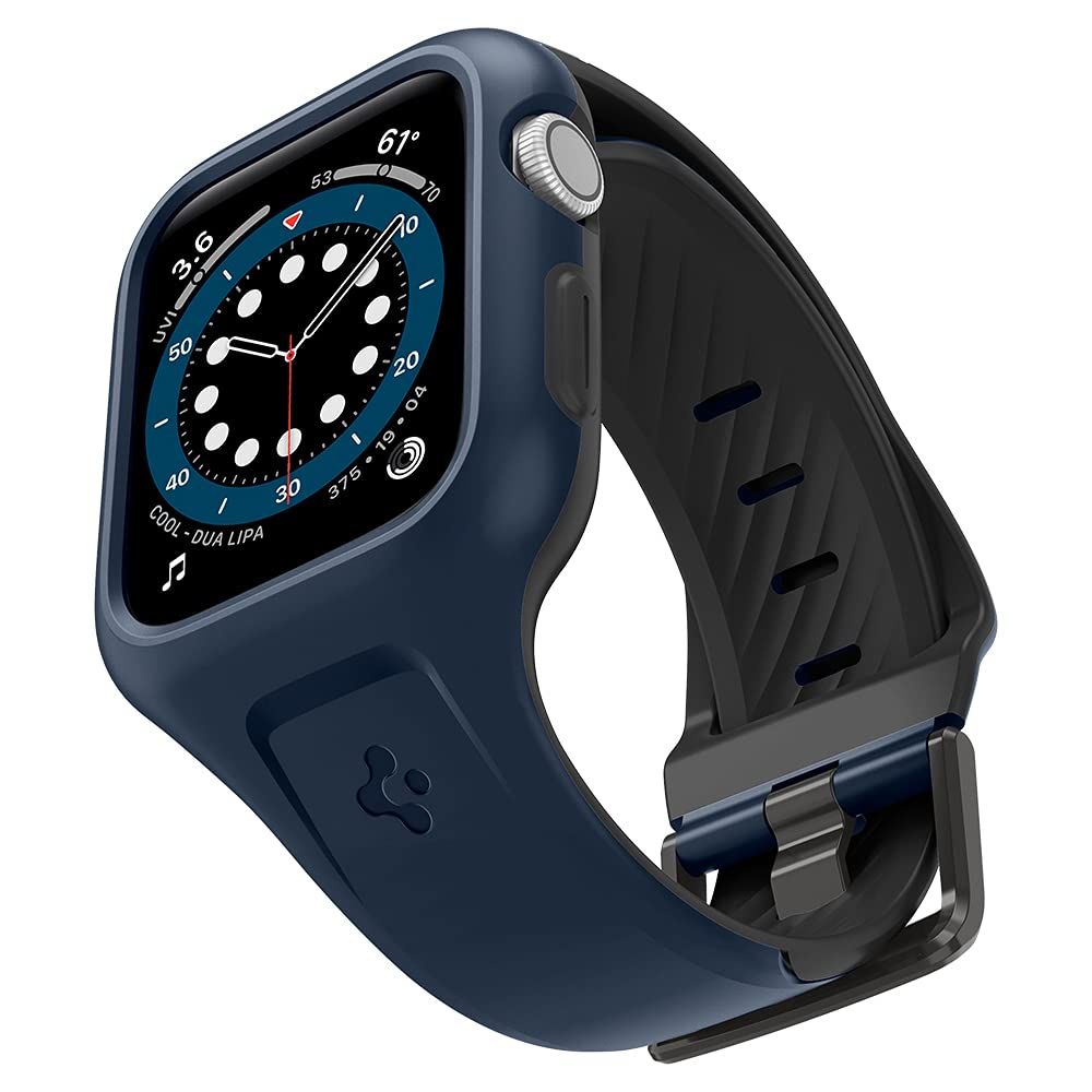新品 Spigen Apple Watch バンド 44mm 【 Apple Watch SE2 / SE / 6 / 5 / 4 対応 】 一体型 長さ調整可能 シリコン スポーツバンド リキッド・エアー・プロ (ブルー)