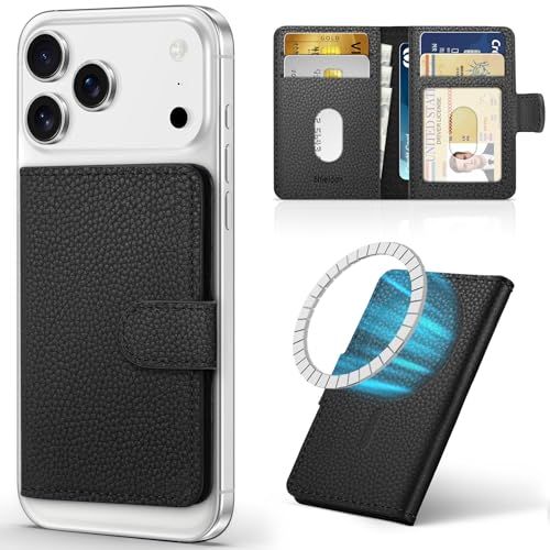 SHIELDON スマホカードケース 本革レザー 6枚カード収納 磁力吸着 [RFIDブロッキング] 磁力ケースとiPhone17/16/15/14/13/12/Air/Plus/Pro/Pro Max シリーズ対応 ライチブラック★m 85758980