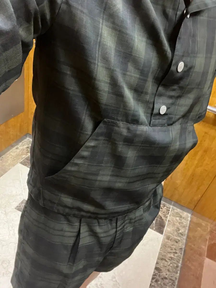 エルメス CHECK パータン シャツ シャツ SET UP m