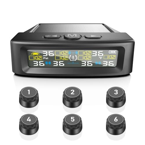 タイヤ空気圧モニター 6輪 タイヤ空気圧センサー TPMS 4輪/6輪切り替え 6種音声アラーム 振動検知 リアルタイム監視 デジタル表示 太陽光/USB充電 IP67防水防塵 簡単取付 日本語説明書 6つの外部センサー 乗用車・トラック・キ feda3b0b