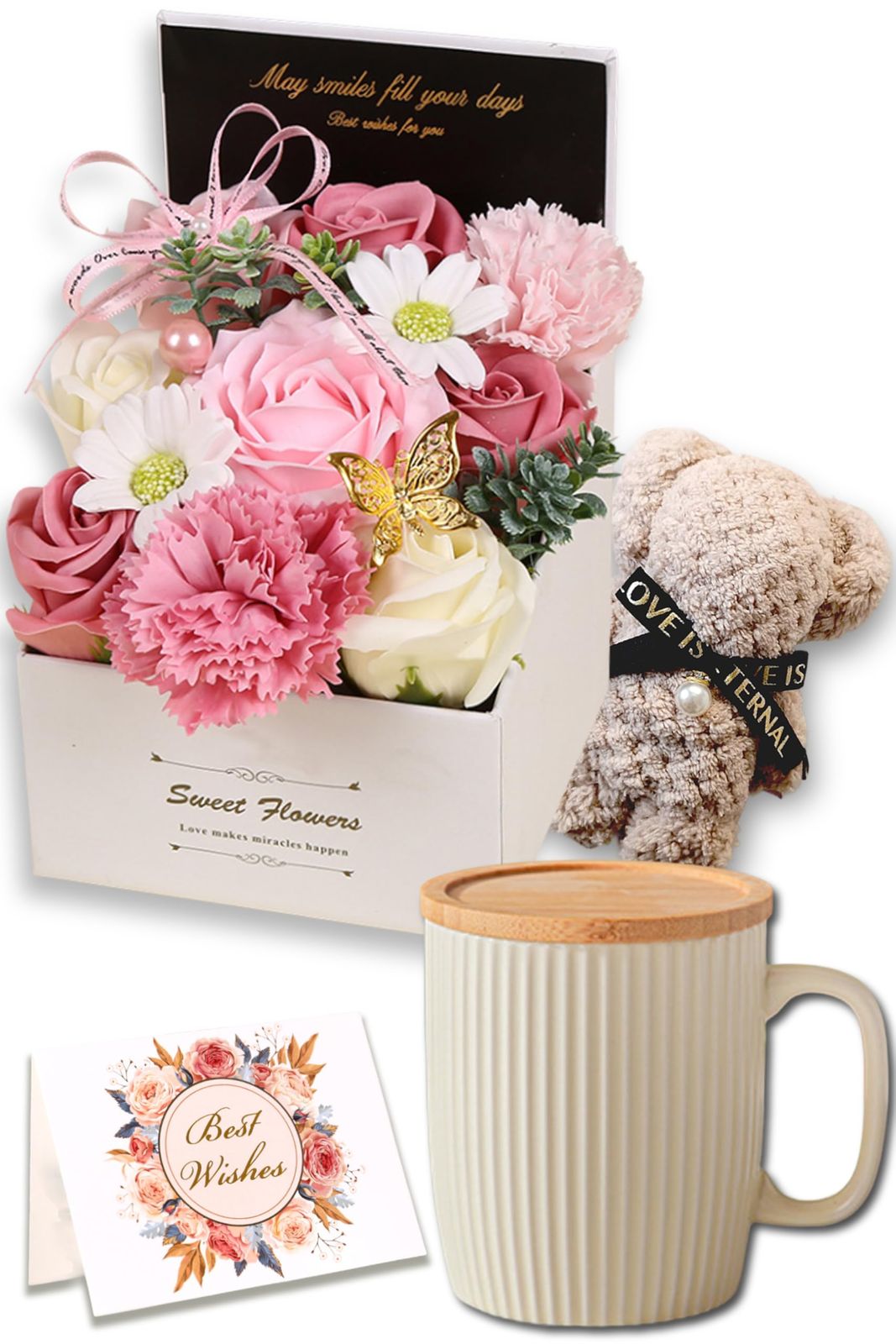 詰め合わせギフト ソープフラワー マグカップ 蓋付き くまタオル お花 コーヒーカップセット ボックス お母さん 母の日 プレゼント 退職祝い 女性 誕生日 おしゃれ ハンドタオル 敬老の日 退職祝い 卒業祝い 送別 結婚祝い birthda a6aaf1f8