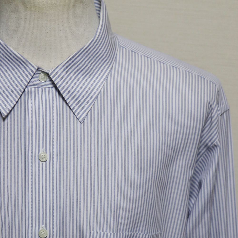 【超ビックサイズ】ブルックスブラザーズ レギュラーカラーシャツ 白×青 ストライプ 18-4/5 3XL 4XL ストライプ REGENT 青タグ 美品 米国購入