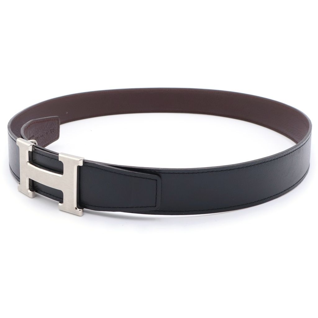 HERMES (エルメス) コンスタンス Hベルト #85 ブラウン×ブラック レザー シルバー金具 D刻印
