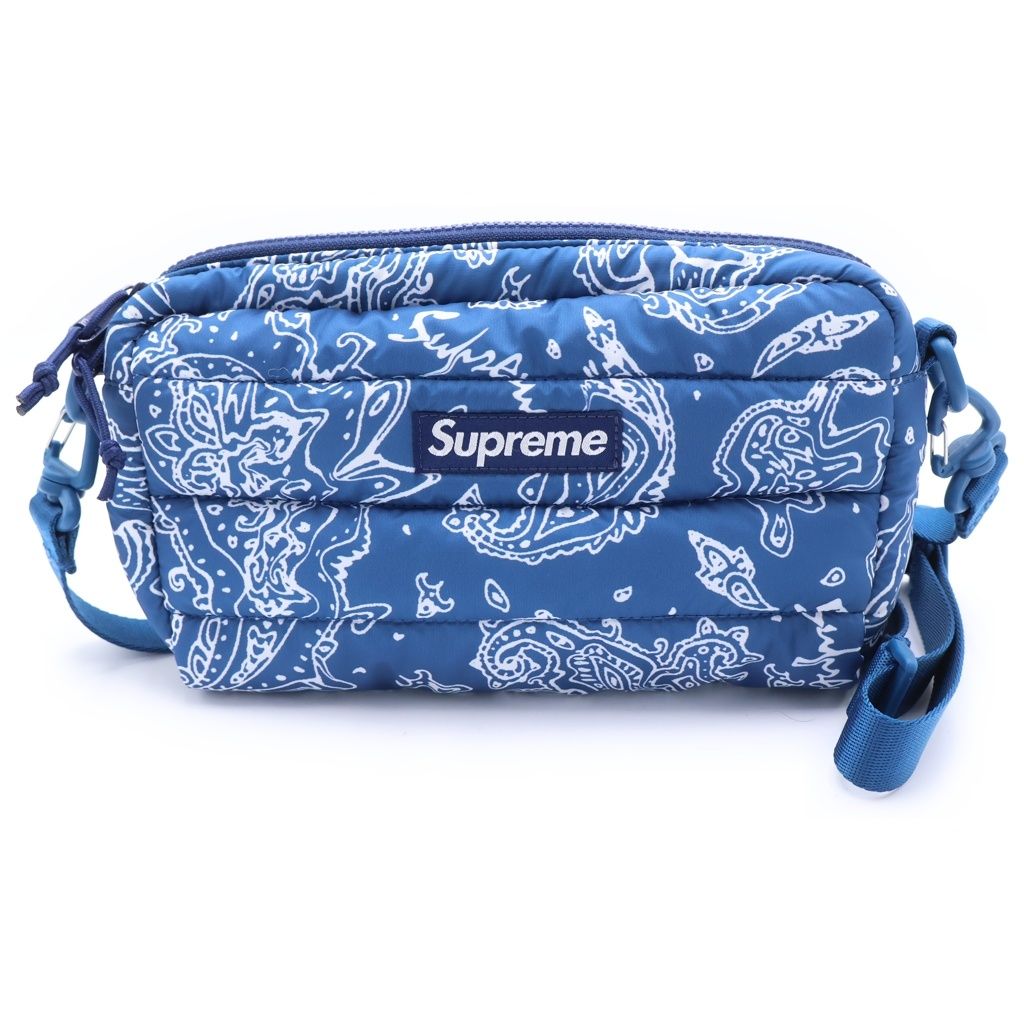 SUPREME (シュプリーム) 22AW Puffer Pouch ペイズリー パファー ラウンドジップ ポーチ ブルー