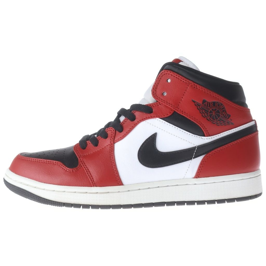 NIKE (ナイキ) AIR JORDAN 1 MID CHICAGO BLACK TOE エアジョーダン1 シカゴ ブラックトゥ つま黒 ミッドカットスニーカー ブラック/ホワイト/レッド US10/28cm 554724-069