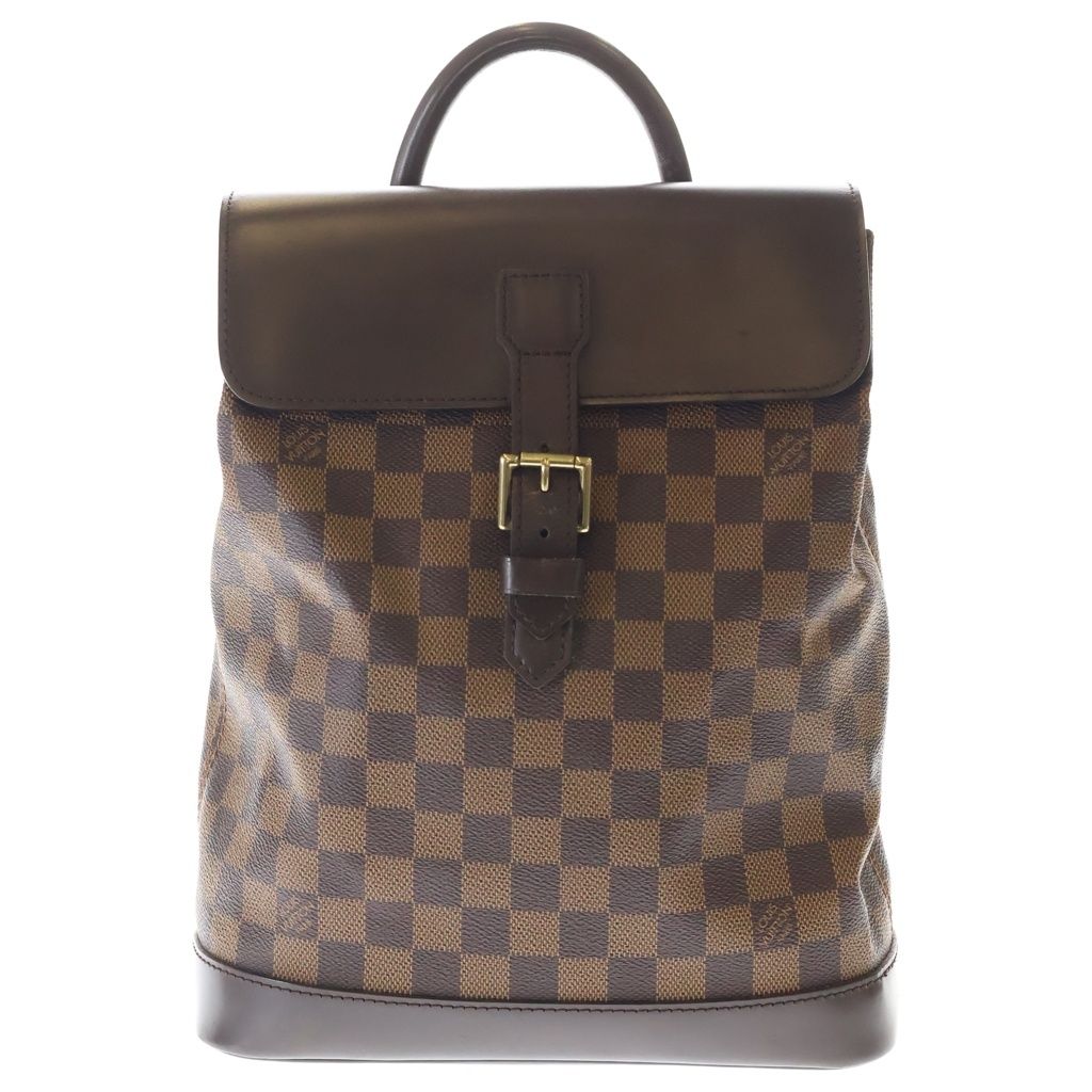 LOUIS VUITTON (ルイヴィトン) ダミエ ソーホー PVC レザー リュックサック バックパック ゴールド金具 ブラウン N51132