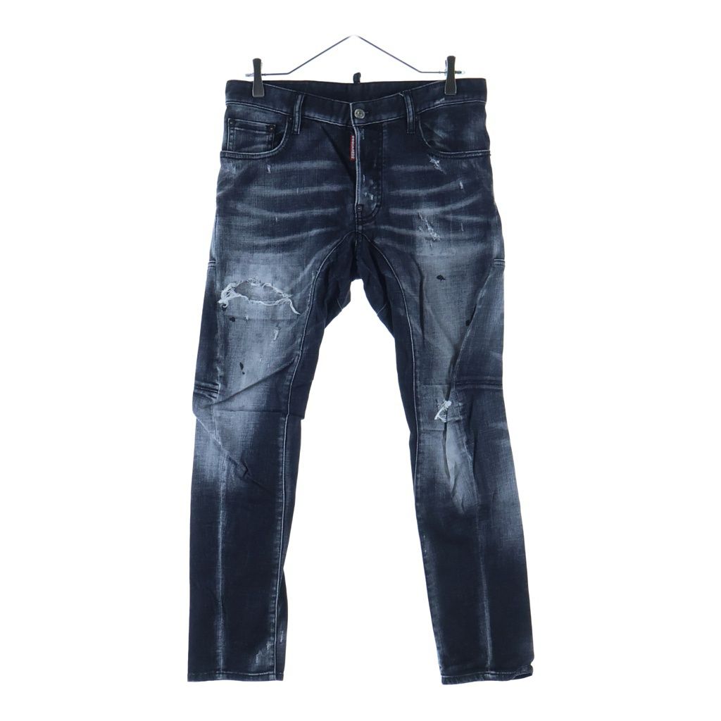 DSQUARED2 (ディースクエアード) Tidy Biker Jean ティディ バイカージーンズ ボタンフライ ダメージ加工 デニムパンツ ブラック S71LB0529 S30357