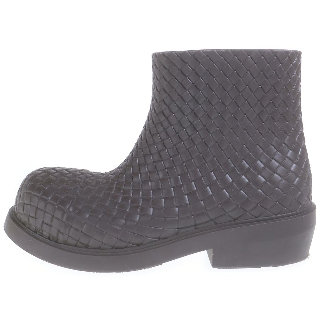 BOTTEGA VENETA (ボッテガヴェネタ) FIREMAN Short Rubber Boots ファイヤーマン イントレチャートエンボス加工ラバーアンクルブーツ 764422 ブラウン