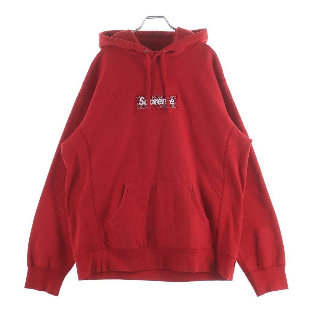SUPREME (シュプリーム) 19AW Bandana Box Logo Hooded Sweat Shirt バンダナボックスロゴ プルオーバー パーカー レッド
