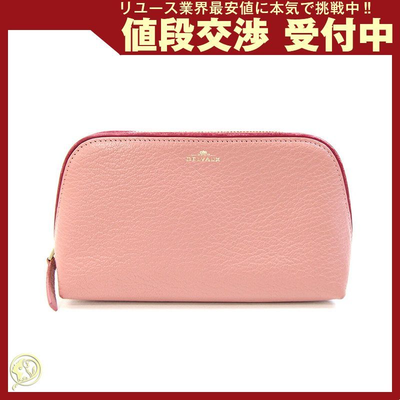 デルヴォー ポーチ ピンク レザー 中古 コスメ ロゴ