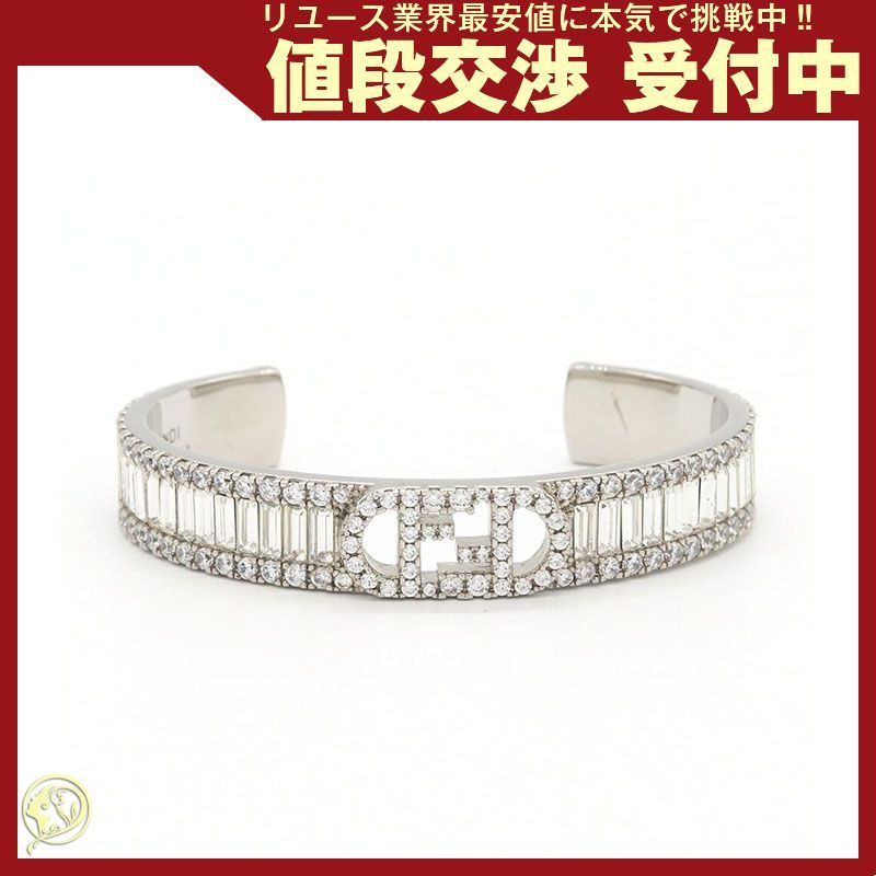 フェンディ バングル シルバー メタル クリスタル 中古