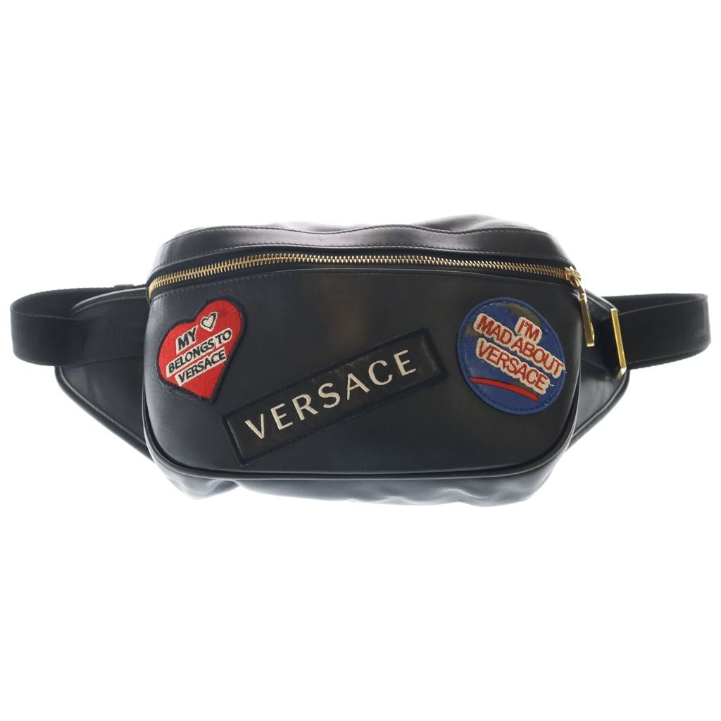 VERSACE (ヴェルサーチ) 19AW ワッペン刺繍 レザーボディバック ブラック DFB7225