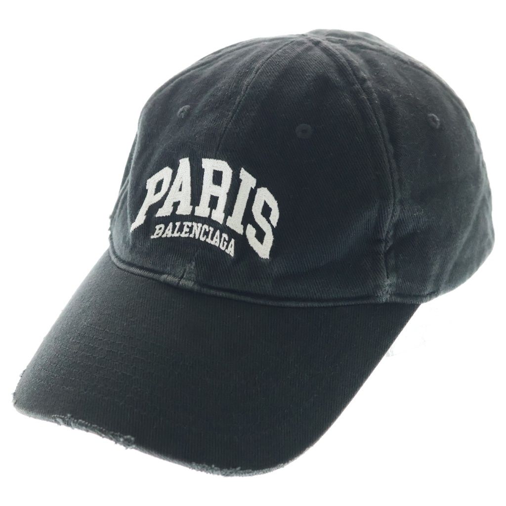 BALENCIAGA (バレンシアガ) 22SS CITIES PARIS CAP ロゴ刺繍 ベースボールキャップ 帽子 ブラック 680748