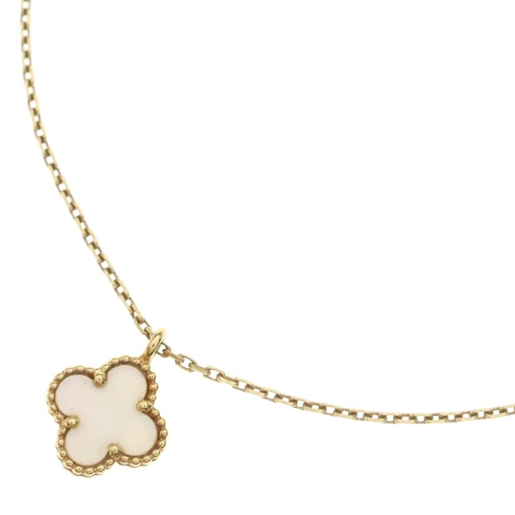Van Cleef & Arpels (ヴァンクリーフアンドアーペル) スウィートアルハンブラ マザーオブパール ネックレス ペンダント チェーン ゴールド×ホワイト Au750YG 2.8g VCARF69100