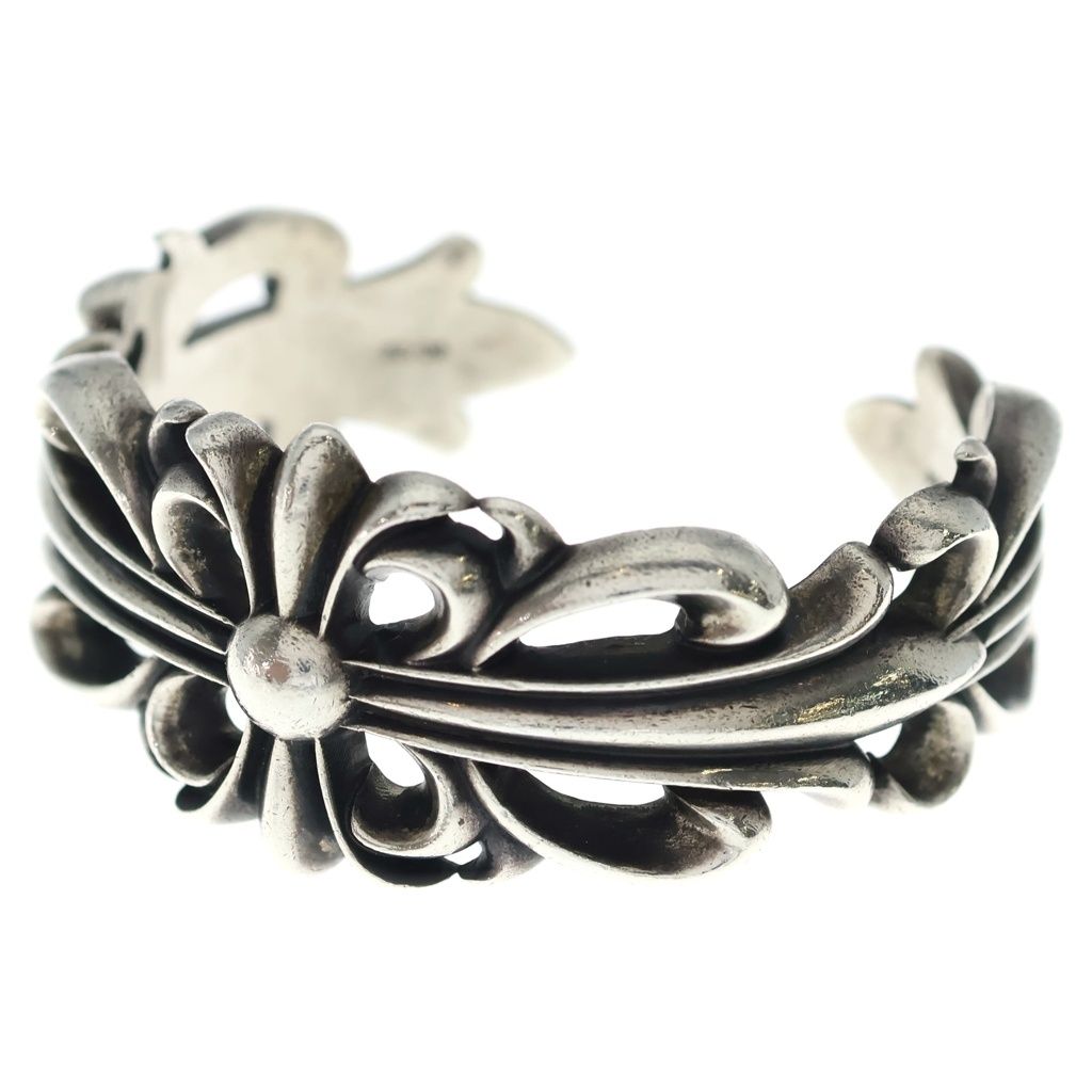 CHROME HEARTS (クロムハーツ) ダブルフローラルクロス カフ バングル ブレスレット