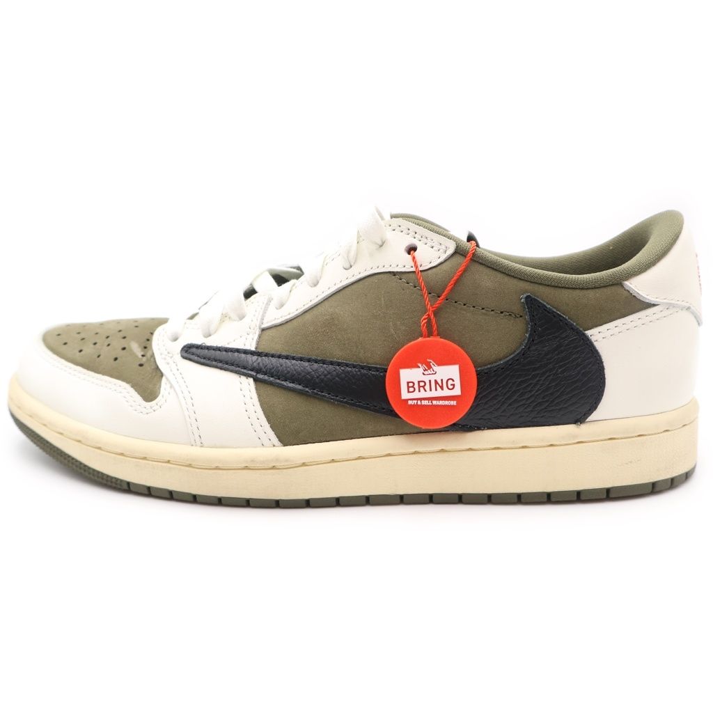 NIKE (ナイキ) ×TAVIS SCOTT AIR JORDAN1 LOW OG SP DM7866-200 トラヴィス スコット エアジョーダン1 リバースオリーブ ローカットスニーカー US8/26.0cm オリーブ/ホワイト