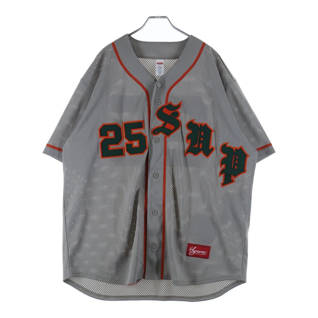 SUPREME (シュプリーム) 25SS Old English Baseball Jersey オールドイングリッシュベースボールジャージ ゲームシャツ グレー