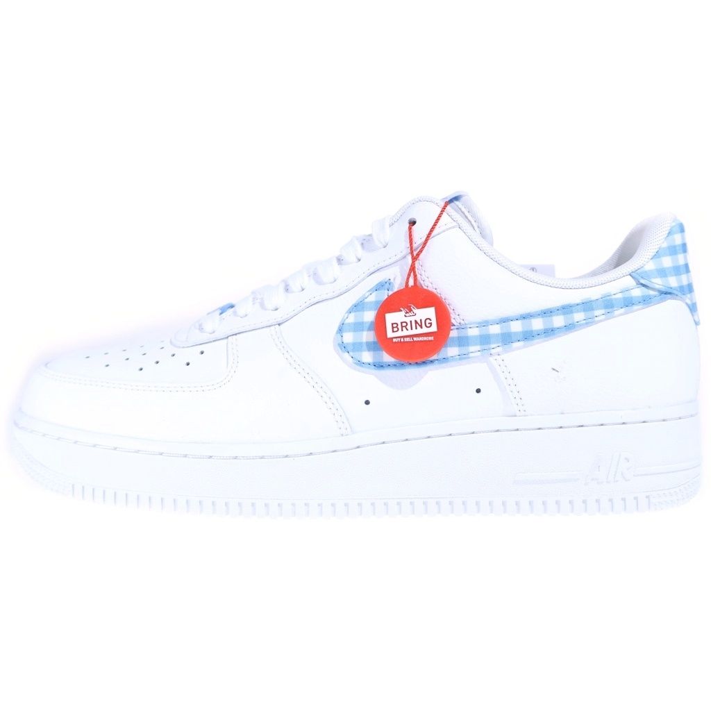 NIKE (ナイキ) AIR FORCE 1 07 ESS TREND エアフォース1 07 ミスティックレッド ギンガム ローカットスニーカー ホワイト/ブルー US12/29cm DZ2784-101