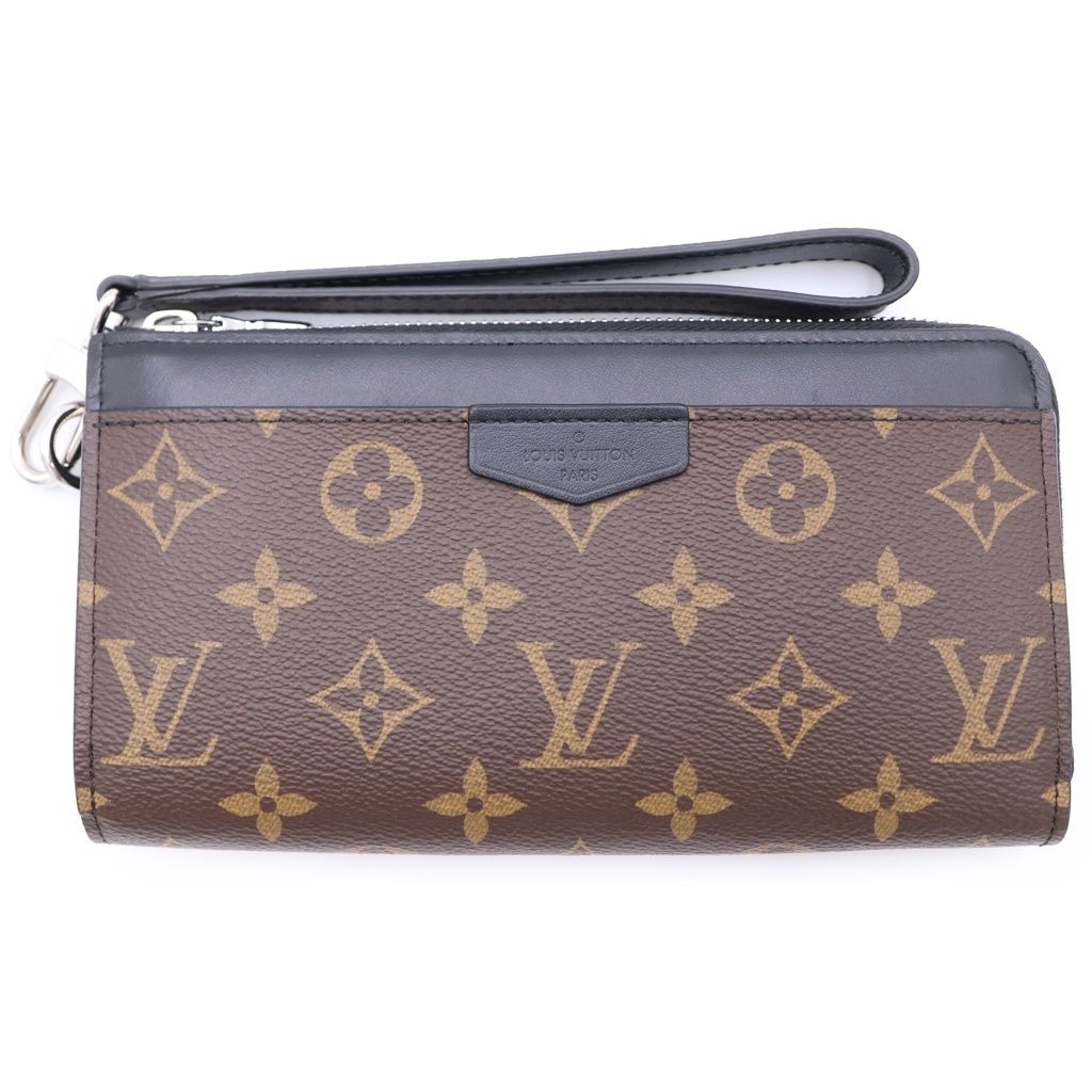 LOUIS VUITTON (ルイヴィトン) モノグラム マカサー ジッピードラゴンヌ PVC レザー ロングウォレット 長財布 シルバー金具 ブラウン/ブラック M69407