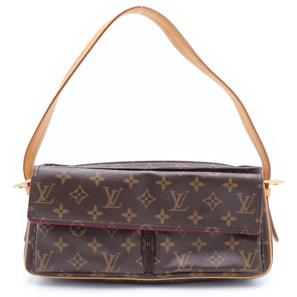 LOUIS VUITTON (ルイヴィトン) モノグラム ヴィヴァシテMM ワンショルダーバッグ ハンドバッグ ブラウン レザー×PVC M51164 ゴールド金具